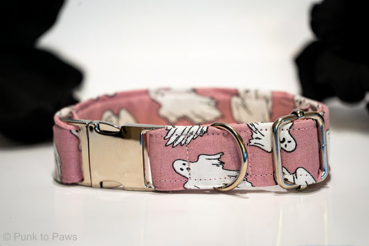 Ghost Dog Collar - Pink Fabric