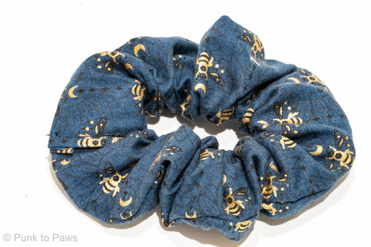 Navy and Gold Bee Scrunchie
