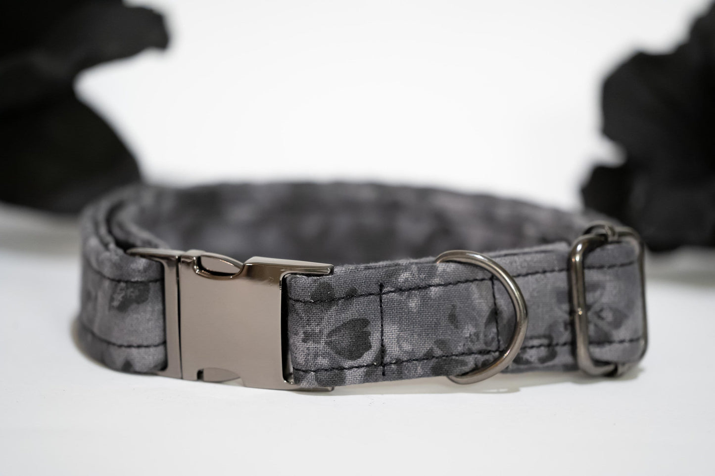 Black And Gray Floral Dog Collar