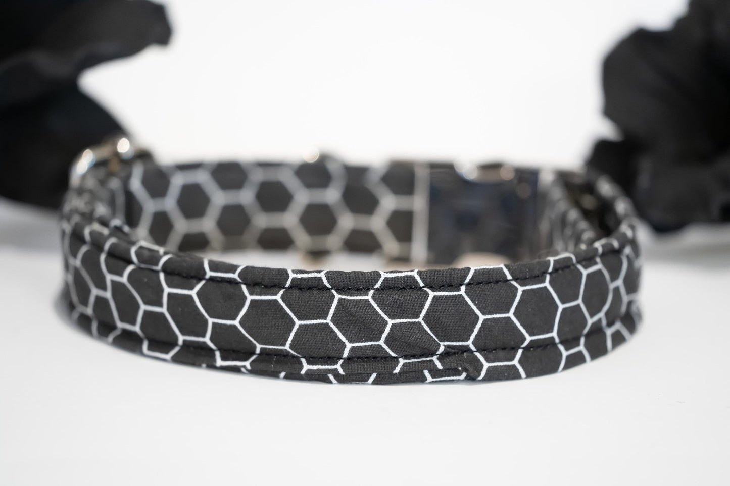Black and White Honeycomb Dog Collar